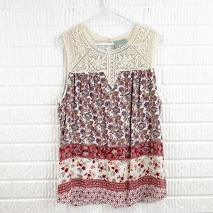 MAEVE floral crochet shoulder sleeveless blouse